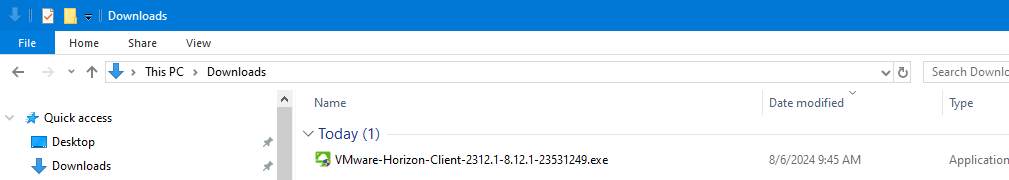 Download and install the VMware Horizon client (MS Windows / MacOS).