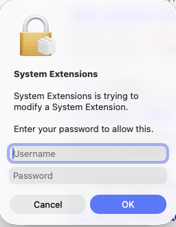 Type the username and password of your macOS in the Username and Password fields respectively. Click the Modify Settings button.