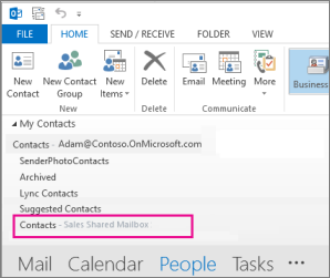 2. Under My Contacts, choose the contacts folder for the shared contacts list.