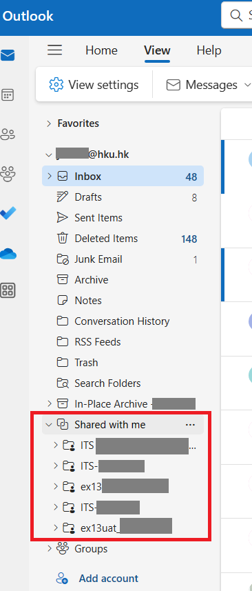 To access shared mailbox(es) you have read/view/delete permission in New Outlook, you can expand “Shared with me” in your folder panel as below: