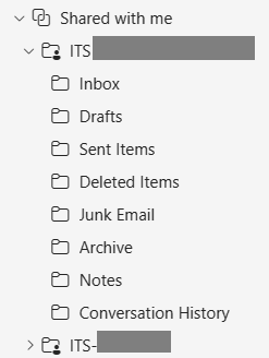 To access shared mailbox(es) you have read/view/delete permission in New Outlook, you can expand “Shared with me” in your folder panel as below: