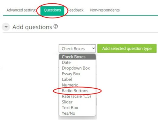 Add questions - Radio button