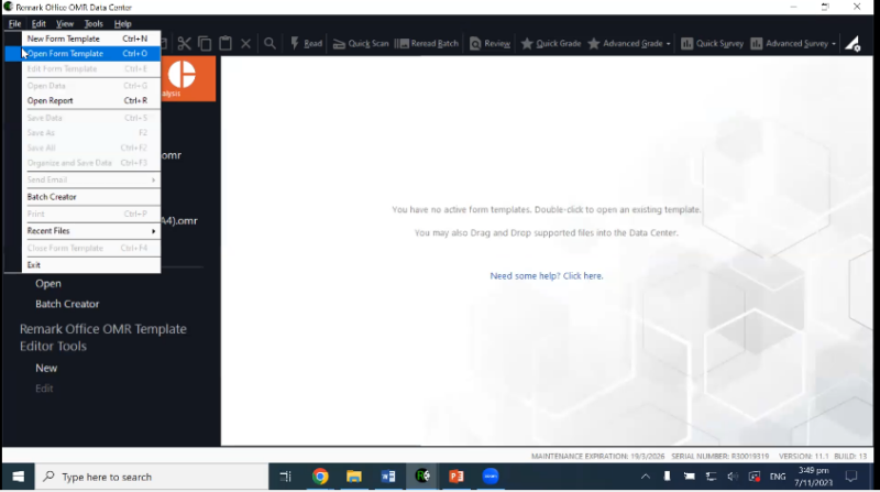 Open Form Template” in “File” menu and Select Form Template File