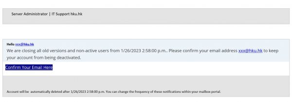 Confirm Your Email : xxx@hku.hk