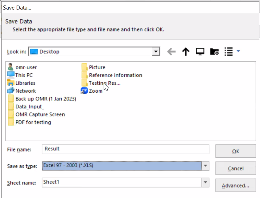Step 1: Click the “Data” tab and select “Export Textual Data And Grade Results”. You save the excel result on the desktop for your record (Save as type: Excel 97 – 2003 (.XLS)). (Remember to backup this file in your own removable storage devices)