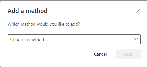 Choose security info, “Add sign-in method’’