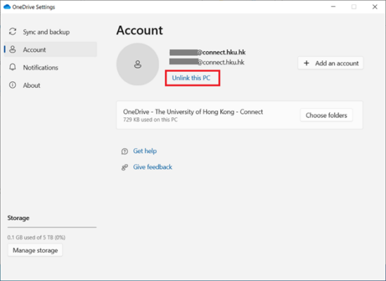 Open OneDrive app settings from tray icon, click “Unlink this PC”.