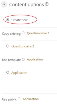 Questionnaire Content Option