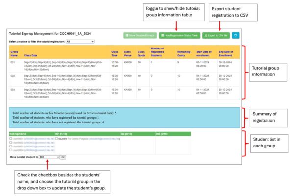 Tutorial sign-up management (teacher)