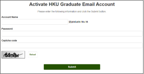activate HKU Graduate Email Account page