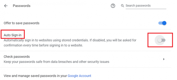 browser auto sign option off