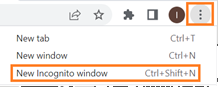 At the top right, click More New Incognito Window. Check for the Incognito icon . (For Mac: Press ⌘ + Shift + N)
