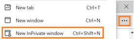 At the top right, click Settings and More > New InPrivate window. (For Mac: Press ⌘ + Shift + N)