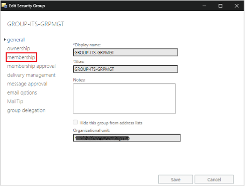 g. If you are the group account owner, click [ membership ] to update membership.