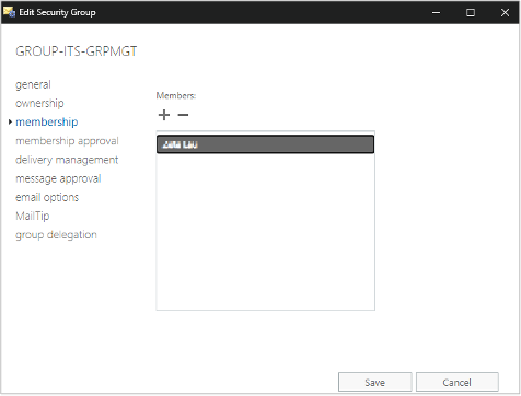 h. To add members click [ + ], or select the member to be removed and click [ - ].