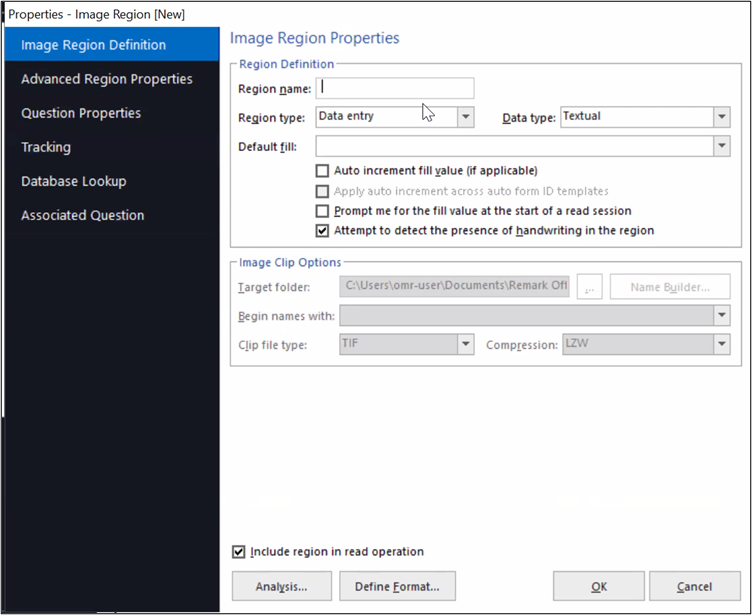 Window “Properties – Image Region” will open. You can set the properties of the regions based on your need.