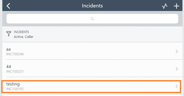 select and click on a row to view the incident details