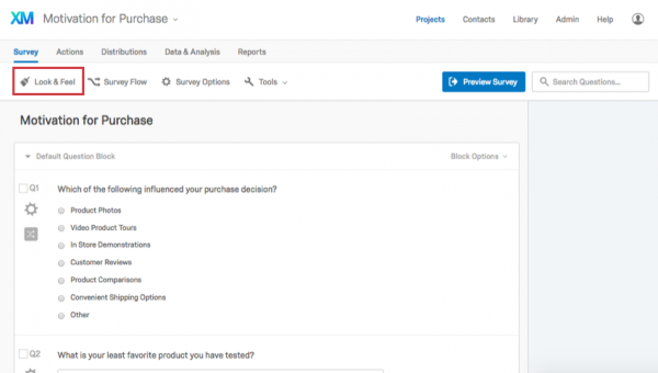 Qualtrics Look and Feel