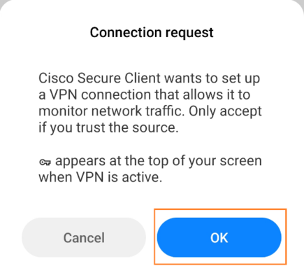 Tap OK to accept the Connection Request.