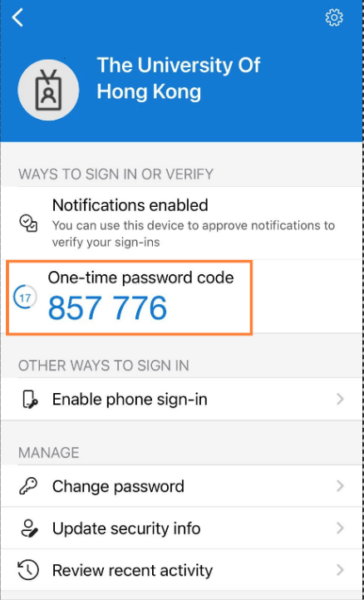 Retrieve the One-time password (OTP).