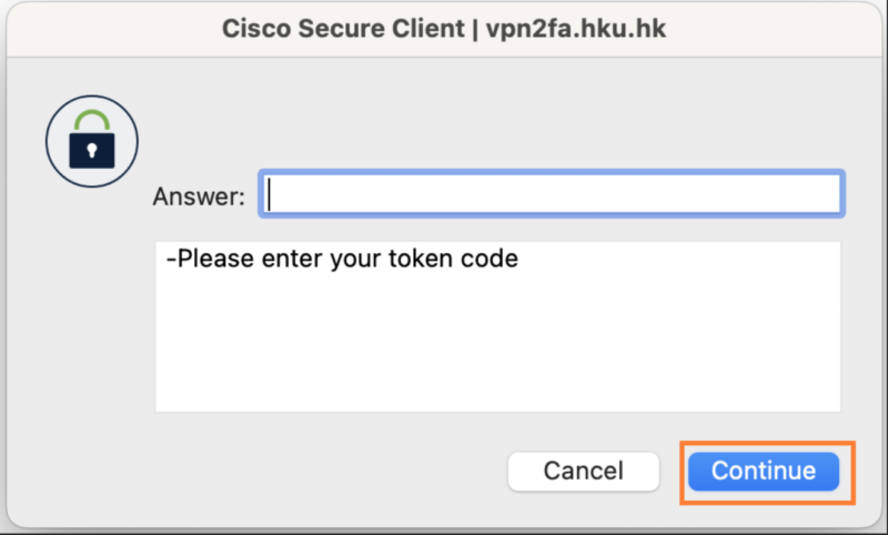 Enter the 6-digit One Time Password (OTP) in the Answer box and click Continue.