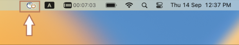 After successful connection, a VPN Logo with padlock will appear.