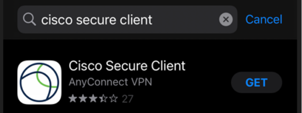 Type“cisco secure client” under the search box.