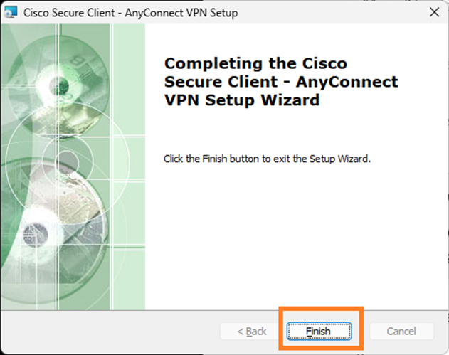 Click Finish to complete the setup.