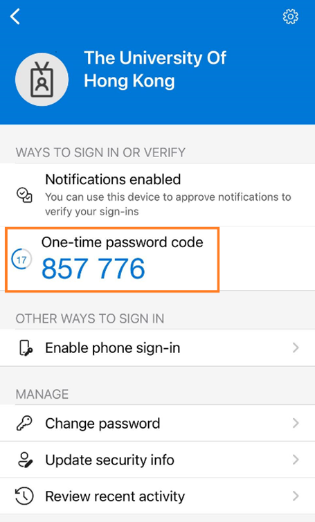 Retrieve the One-time password (OTP)