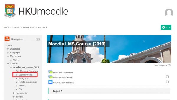 Shortcut to create zoom activity