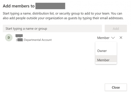 Select if the member should be given the role of an Owner or a Member.