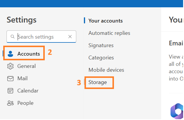 Inside Account, click Storage.