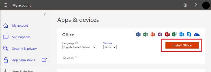 Click Install Office to download the installer file. Go to Download folder (or destinated file location) and start the installation by double clicking the installer file