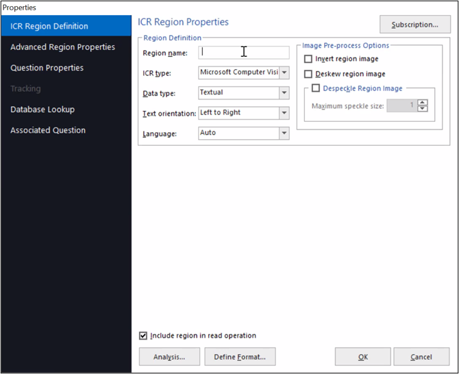 Window “Properties” will open. You can set the properties of the regions based on your need