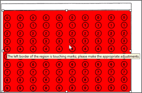 Attention: If there are in red, it mean this region cannot be properly recognize. You can place your mouse over the region which can provides details of the problem.