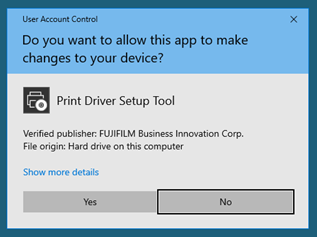 If the following window pops up asking for approval for driver installation, click “Yes”.