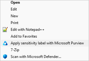 Open the PIP client by right clicking any Microsoft Office file such as Word, Excel or PowerPoint and select “Apply sensitivity label with Microsoft Purview”.
