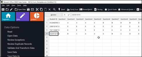 Step 6.  The data will import to the form and display. This process may need some time (e.g. 100 answer sheets may need around 5 minutes for the system to process).