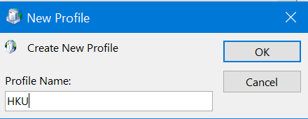In the Profile Name, enter HKU and click OK.