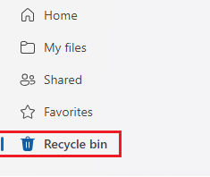 Select “Recycle bin” from the left menu
