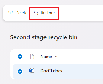 Select the files and click “Restore”