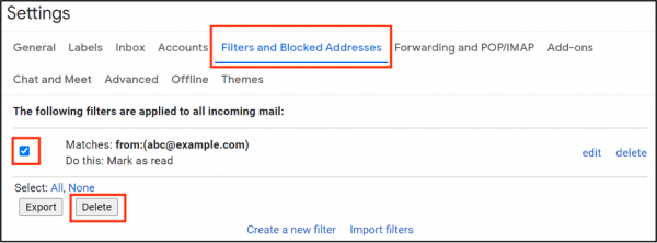 Click “Filters and Blocked Addresses”.