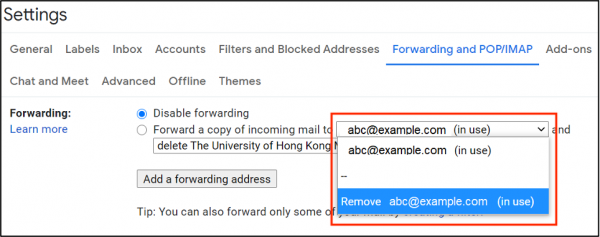 Remove email forwarding rules which are NOT set up by you
