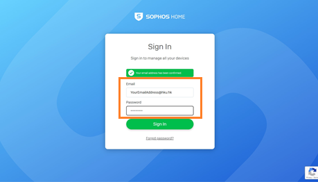 You will be redirected to the Sophos Home account login page. Enter your HKU email address and your Sophos Home account password.