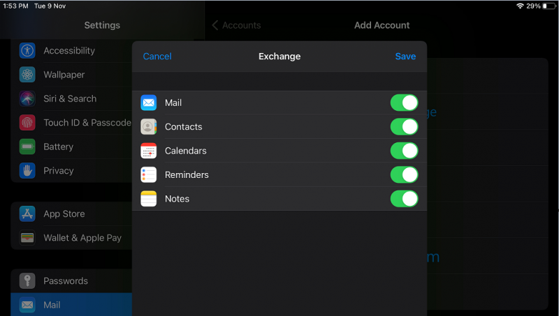 You can modify the items to synchronize according to your preference or use the default setting. Click