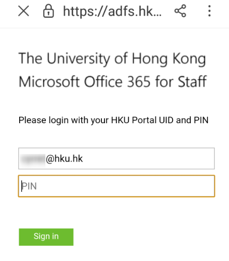 Enter PIN and press Sign In.