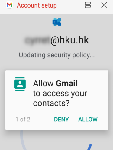 Allow Gmail to access your contacts, press ALLOW.