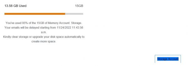 Your Outlook Account is out of storage