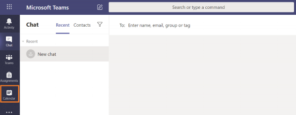 Click the “Calendar” icon on the left menu.