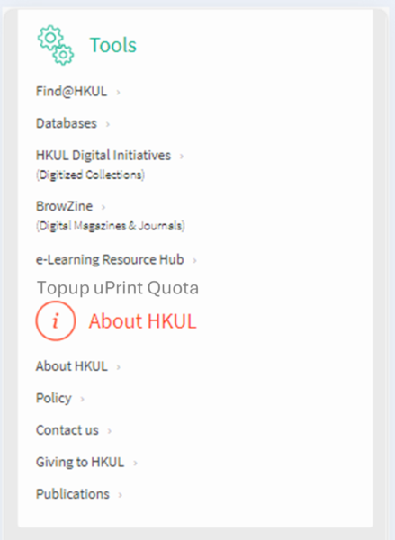 Libraries users can access the top up function using the link on libraries webpage.
